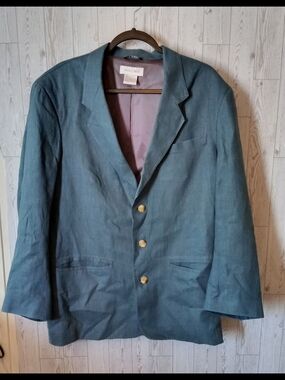 AXIS Teal Linen Blazer with Gold Buttons wOMEN'S sIZE m